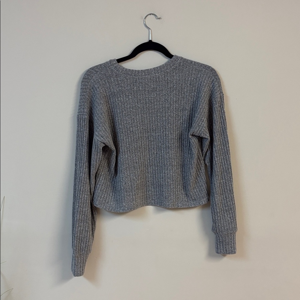 BNWOT Wilfred Free Rudko Gray ribbed long sleeve Crew Neck Sweater size S - Picture 3 of 4